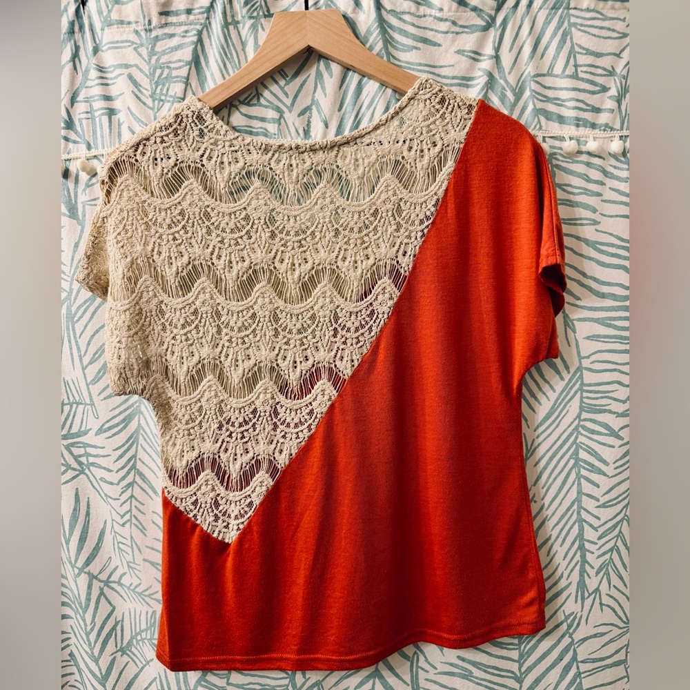 Anthropologie Asymmetrical Lace Tee - Picture 3 of 7